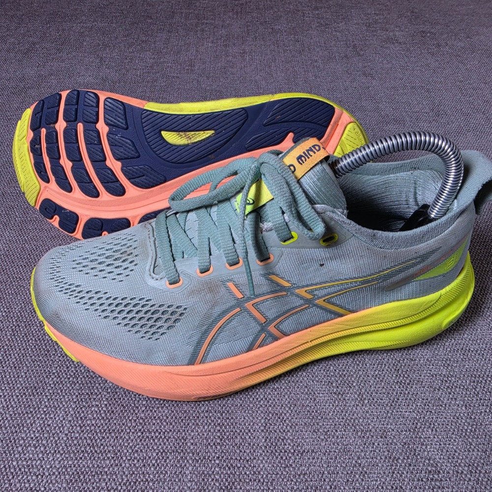 ASICS Gel-Kayano 31 Women 7.5 Grey Orange Yellow 1012B745 Running Shoes